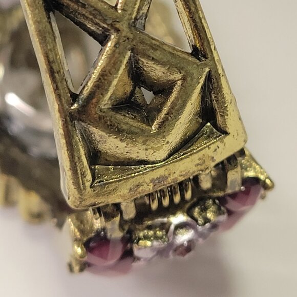 Purple Rhinestone Watch Cuff Band Round Face Ornate Fashion Watch - NEW ! - Picture 8 of 16